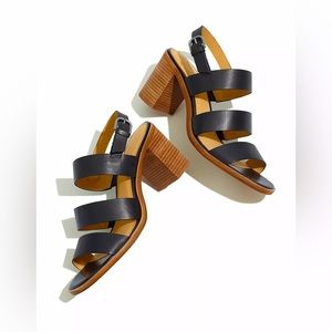 Madewell Black Leather Block Heels